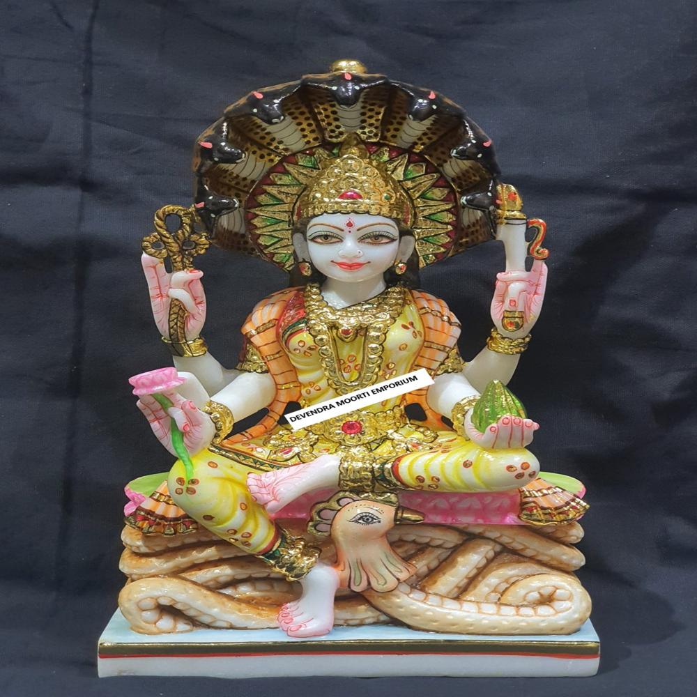 Marble Padmavati Mata Ji Statue - Color: Multicolour