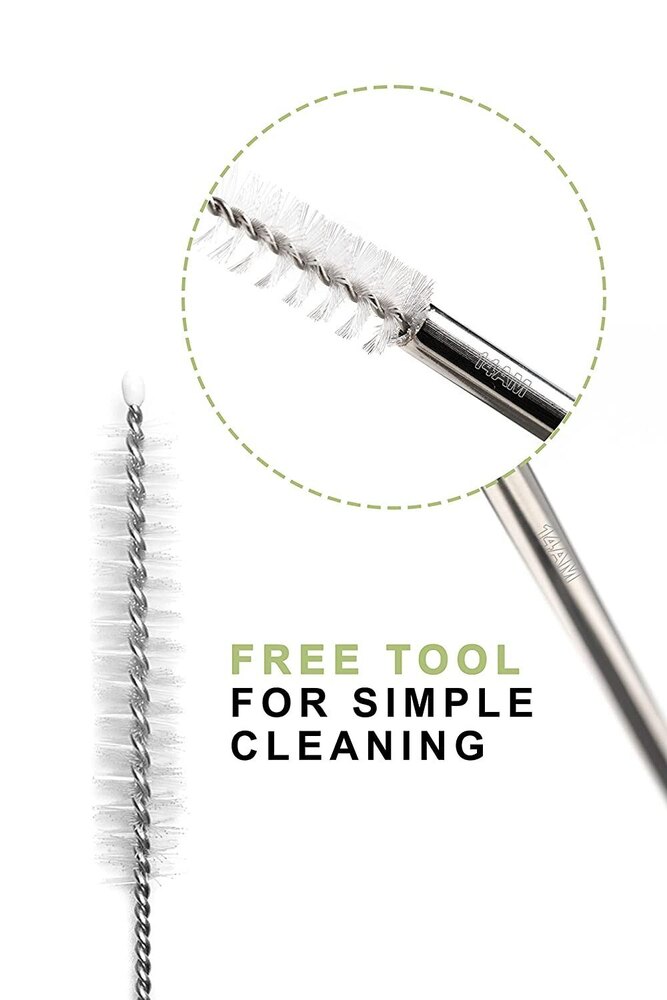 Straw Brush - 8-inch Length With 2/5-inch Diameter Bristle Head, 18-8 Food Grade 304 Stainless Steel Wire, Nylon Bristles For Cleaning