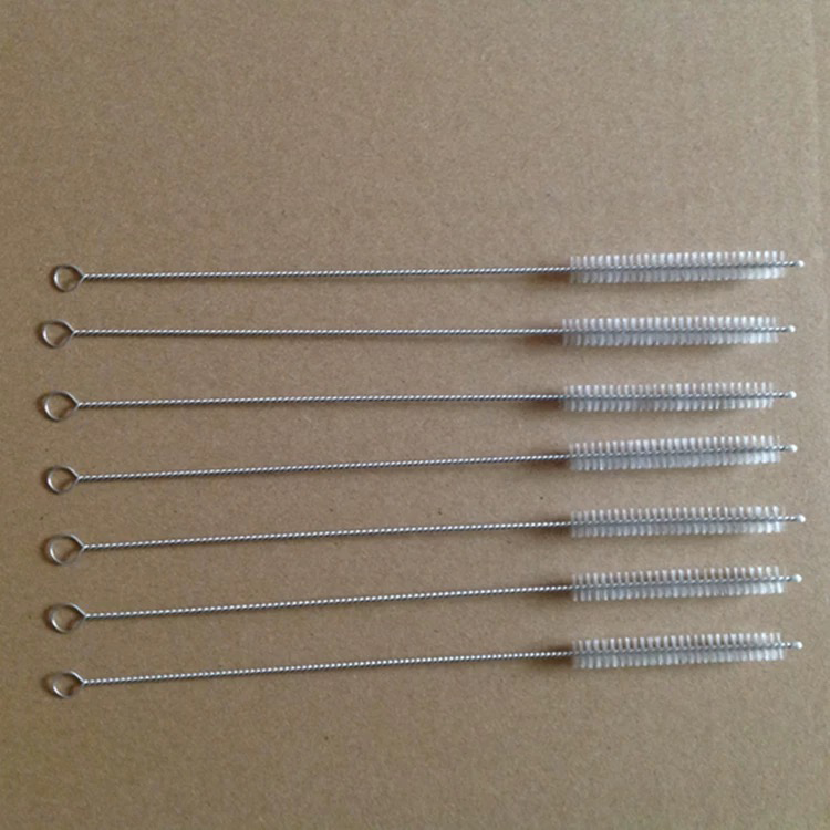 Straw Brush - 8-inch Length With 2/5-inch Diameter Bristle Head, 18-8 Food Grade 304 Stainless Steel Wire, Nylon Bristles For Cleaning
