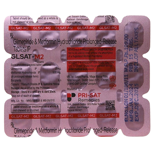 Glsat-M2 Glimepiride And Metformin Hydrochloride prolinged-Release Tablets IP
