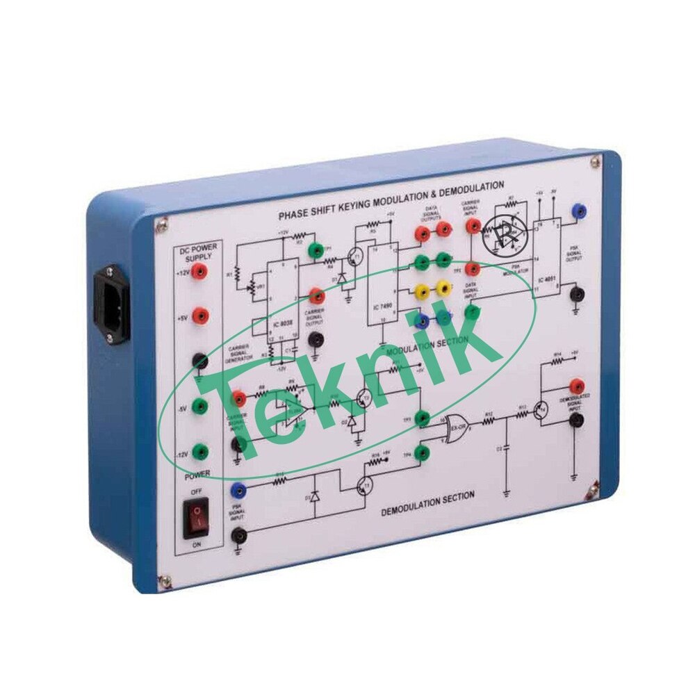 Phase Shift Keying Modulation & Demodulation - Fixed Output 12V, 5V DC Regulated Power Supply, Built-in 5V Sine Wave Carrier Generator & Data Generator with Four Outputs