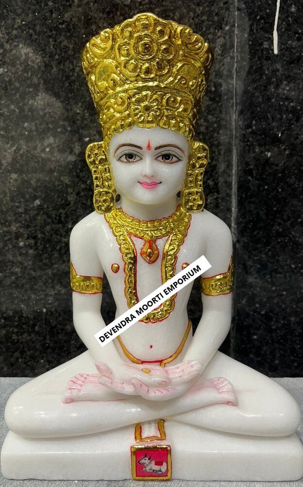 Marble Mahaveer Jain Statue - Color: White