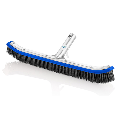 Deluxe Stainless Steel Algae Brush - Standard Size, Silver Color, Lightweight Aluminum Back | Curved Shape, Effortlessly Removes Tough Pool Debris