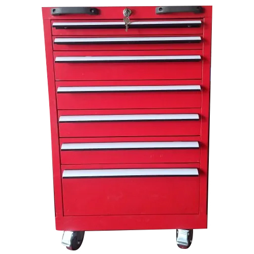 Mild Steel Automobile Tool Trolley - Color: Red