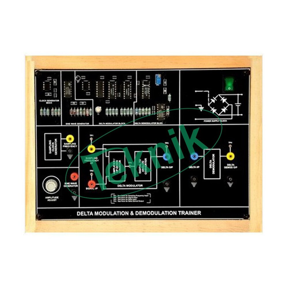 Delta Modulation And Demodulation - 20khz Sampling Frequency, Square Wave Via Ic 555, 250hz Sine Wave Modulation With Tl084, 2mm Banana Socket Interconnections, 4 Test Points | Delta Modulator Using Ic 74193 & Dac 0800, Delta Demodulator Using Ic Tl084