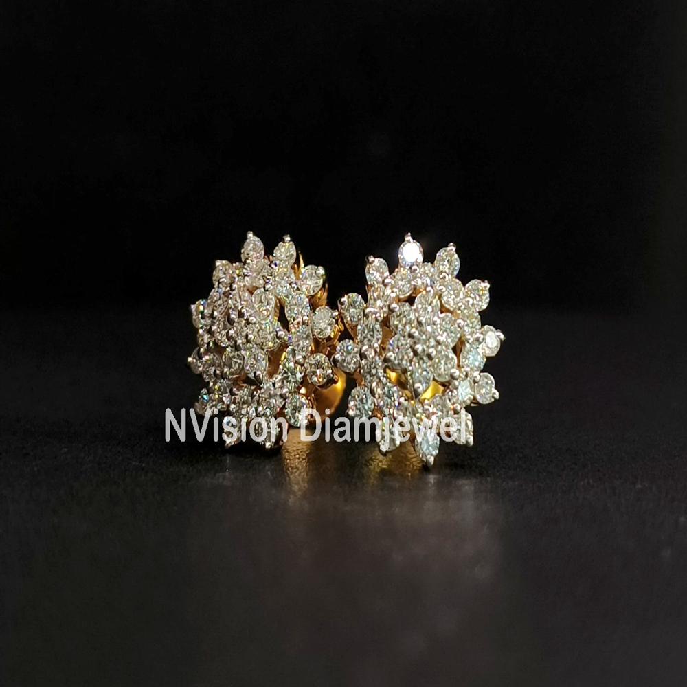 Natural Diamond Nakshatra Star Earrings - Diamond Cut: Fair