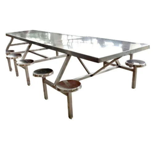 SS Dining Table - High-Quality Stainless Steel, Customized Size, Polished Silver Finish | Elegant & Durable Design for Homes and Canteens