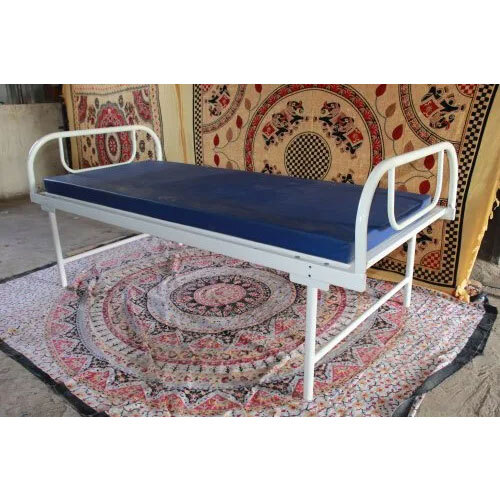 Plain Hospital And Quarantine Beds - Mild Steel, 30x72x22 Inch, Pristine White Color - Portable and Easy to Sanitize