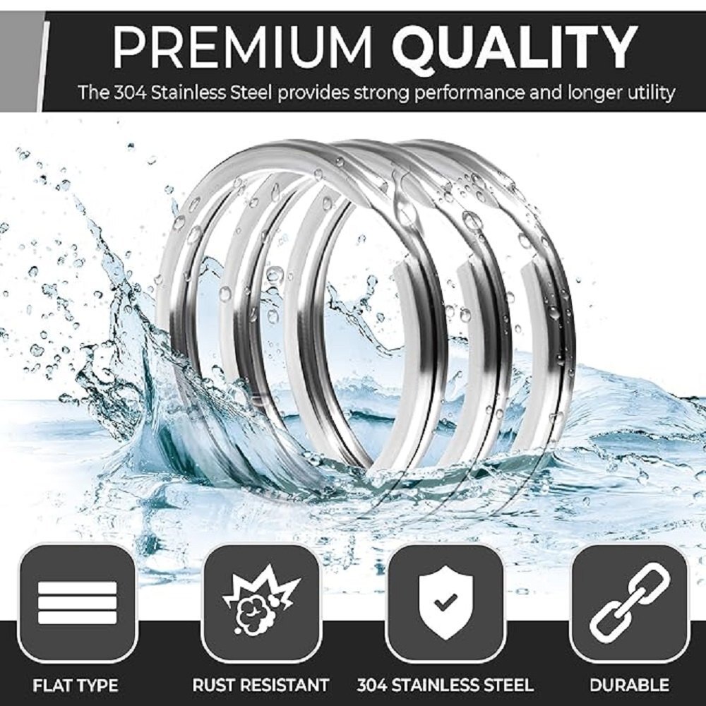 Flat Keychain Ring - Material: Stainless Steel