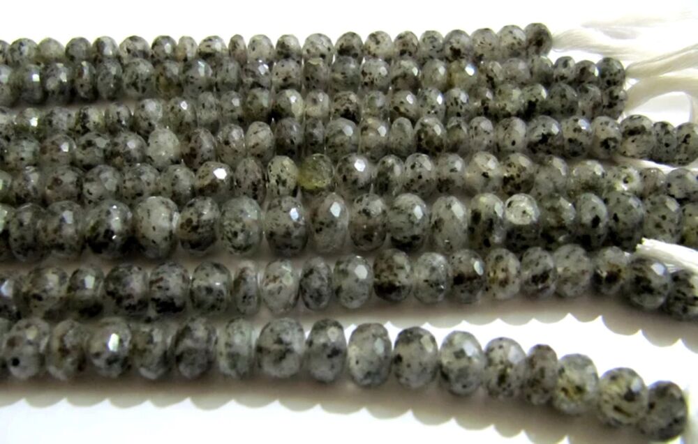 Natural Black Rutile Dot Quartz Rondelle Faceted top quality 7 to 10mm beads