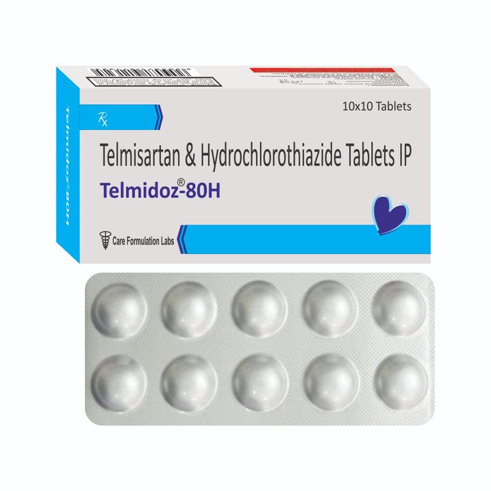 Telmisartan I.P. 80mg, Hydrochlorothiazide I.P. 12.5mg.