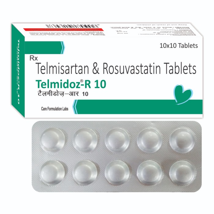 Telmisartan IP 40mg +Rosuvastatin Calcium IP Eq. to Rosuvastatin 10mg