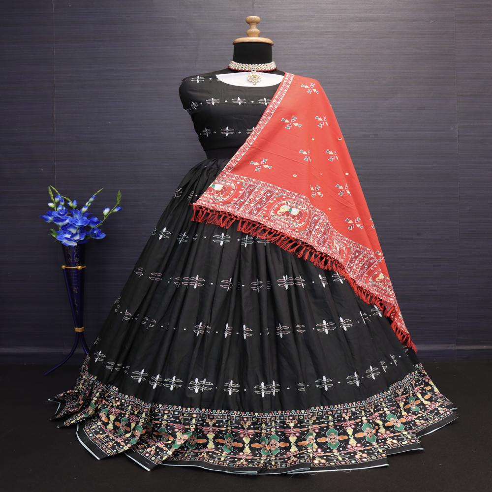 Digital Print Muslin Cotton Lehenga Choli