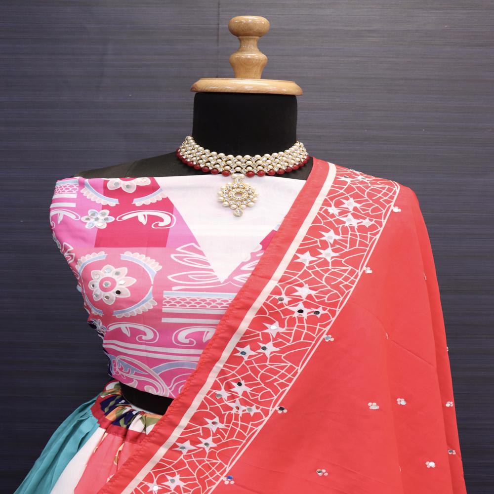 Digital Print Muslin Cotton Lehenga Choli