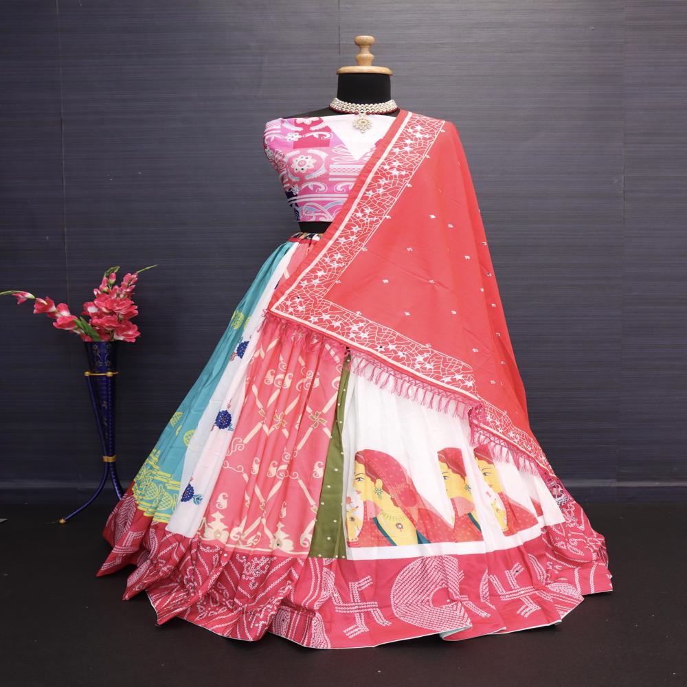 Digital Print Muslin Cotton Lehenga Choli