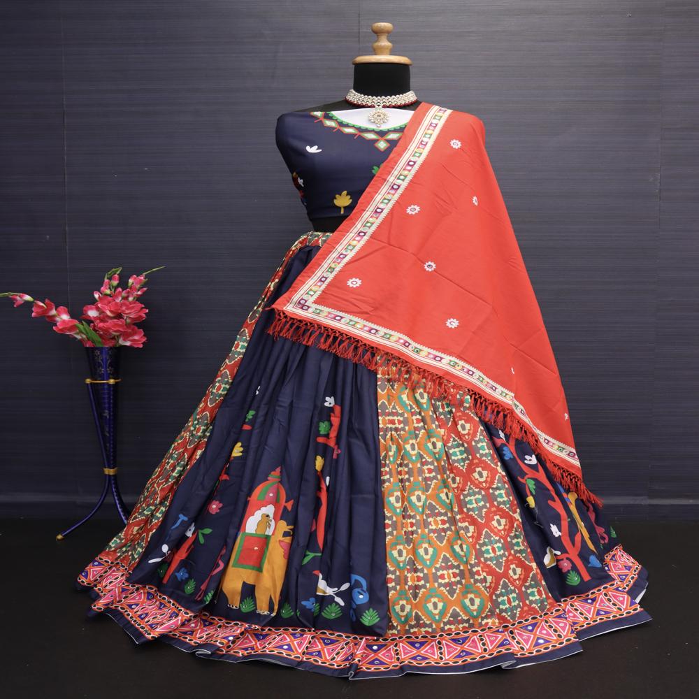 Digital Print Muslin Cotton Lehenga Choli