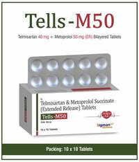 Tells-m 50 Tablets - Telmisartan + Metoprolol Bilayered Formula | Dual-action Blood Pressure Management Solution