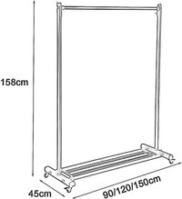 Garment Rack Aluminum Alloy Clothing Rack On Wheels, Heavy Duty Clothes Rail with Shelves