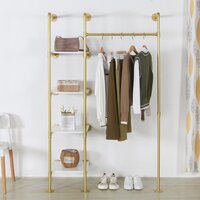 Garment Rack Heavy Duty Clothes Rack For Hanging Clothes, Metal Freestanding Wardrobe Rack, Gold - Application: Industrial