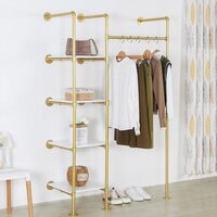 Garment Rack Heavy Duty Clothes Rack for Hanging Clothes, Metal Freestanding Wardrobe Rack, Gold