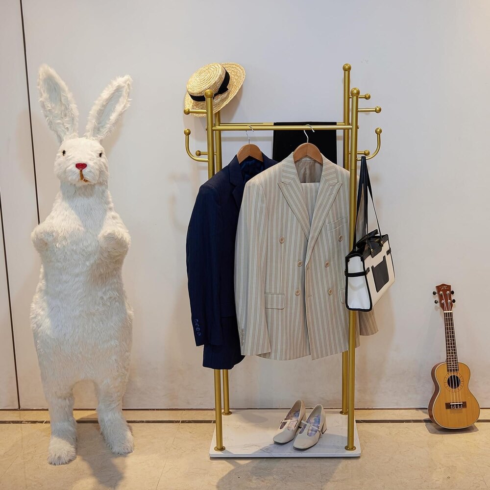 Garment Rack Gold Industrial Coat Rack With Marble Base, Heavy Duty Garment Rack - Application: Home