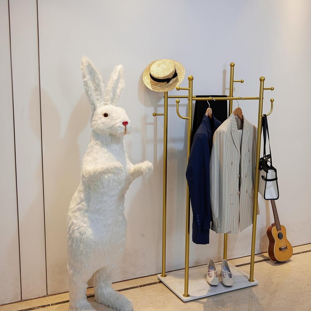 Garment Rack Gold Industrial Coat Rack with Marble Base, Heavy Duty Garment Rack