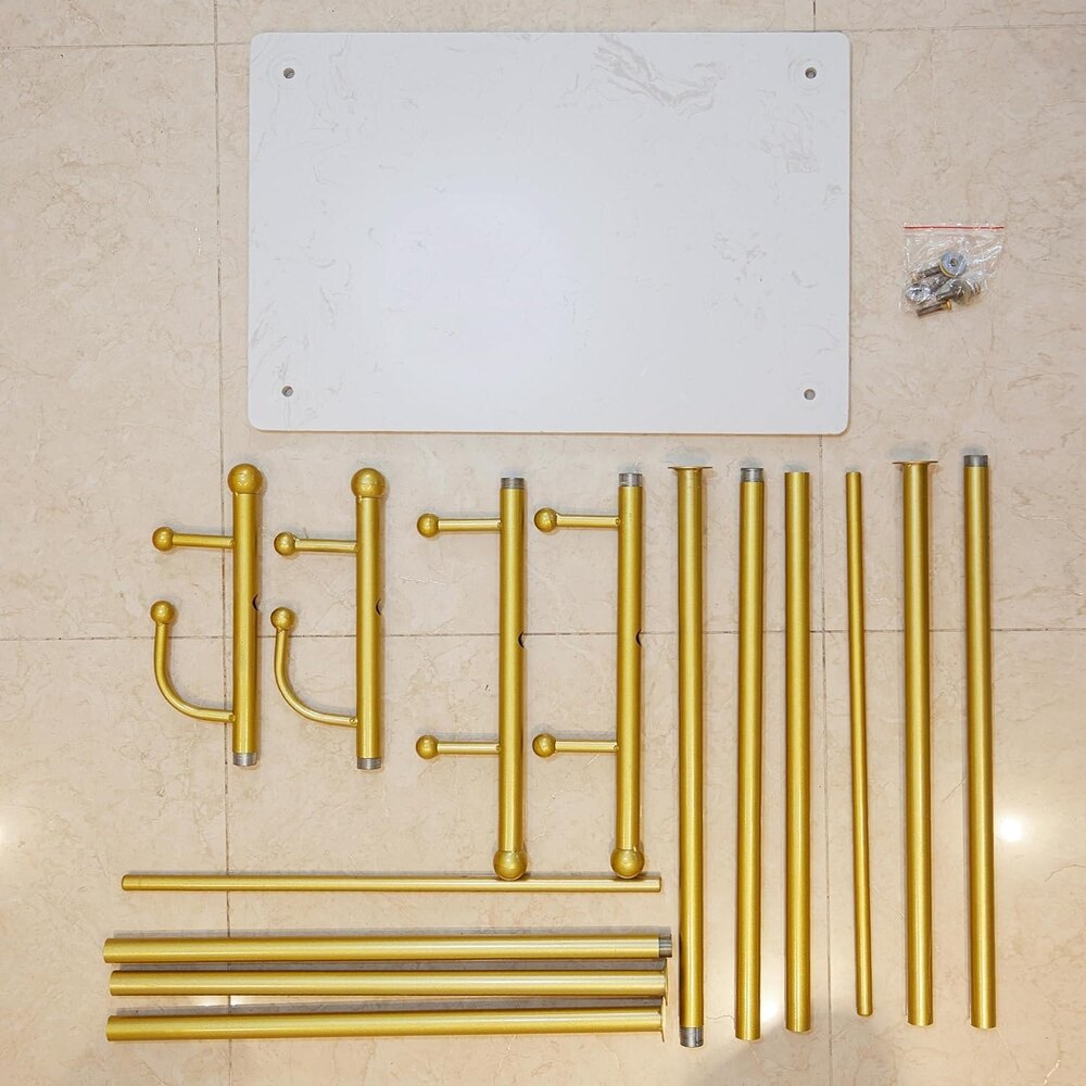 Garment Rack Gold Industrial Coat Rack with Marble Base, Heavy Duty Garment Rack