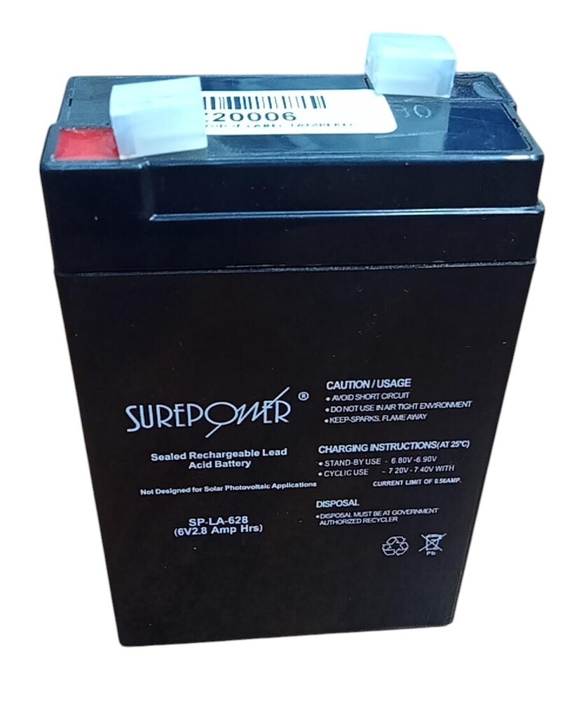 Surepower 6V, 2.8AH Sealed Lead Acid Battery, SP-LA-628