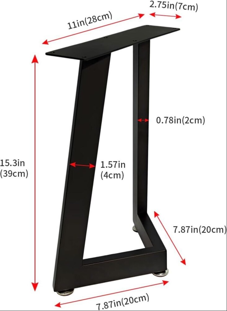 Black Dining Room Table Legs Bench Legs,heavy Duty Office Legs For Table 2pcs(15.4" Height 11" Wide) - Application: Hardware Fitting