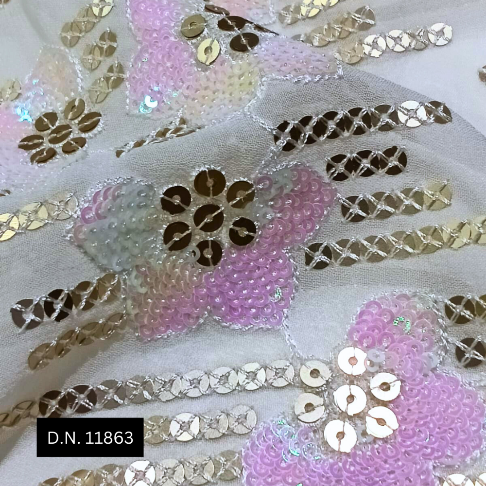 Premium Soft Pink Gold Sequins Fabric