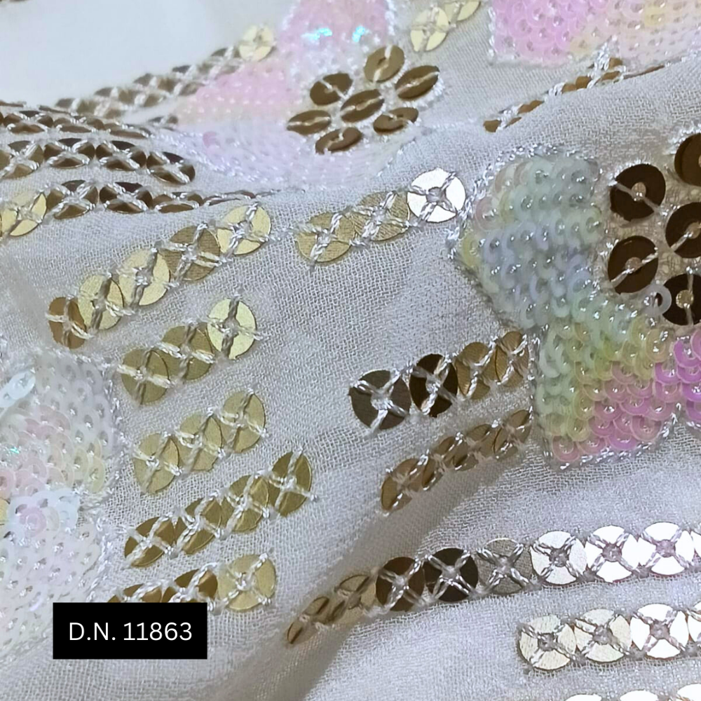 Premium Soft Pink Gold Sequins Fabric