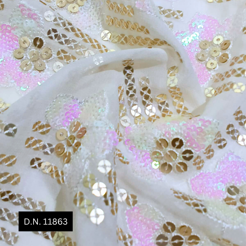 Premium Soft Pink Gold Sequins Fabric