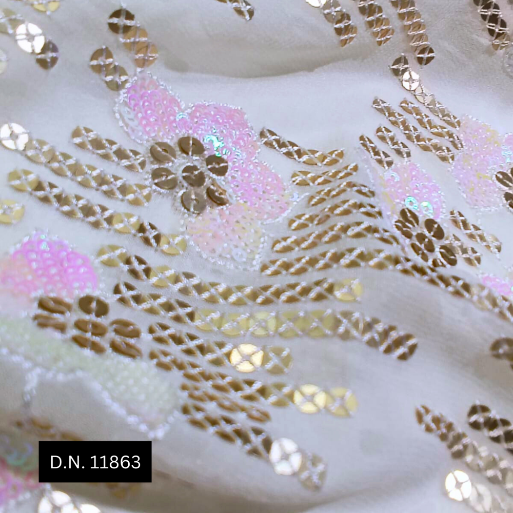 Premium Soft Pink Gold Sequins Fabric
