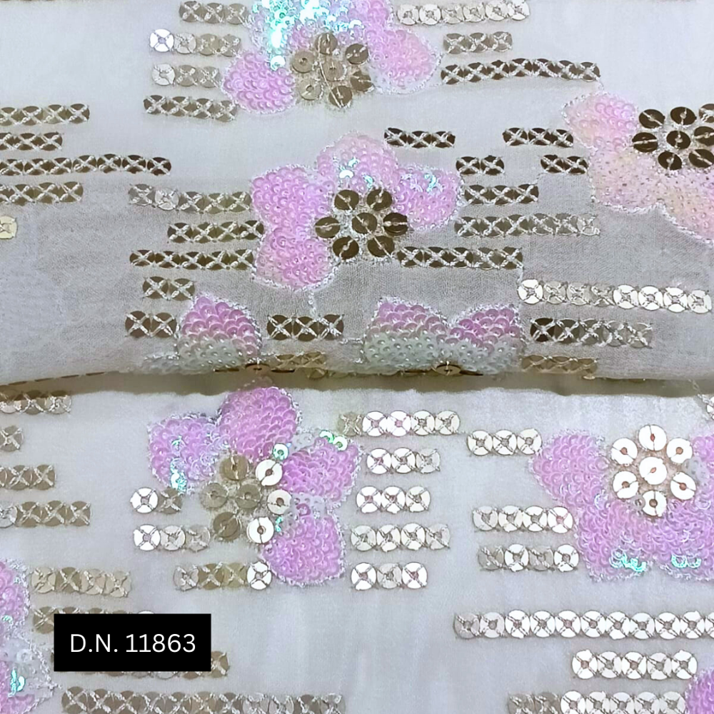 Premium Soft Pink Gold Sequins Fabric