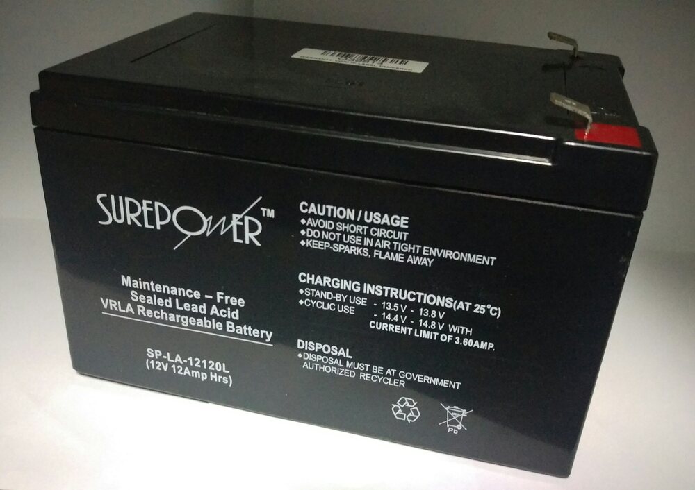 Surepower 12V, 12AH Sealed Lead Acid Battery, SP-LA-12120L