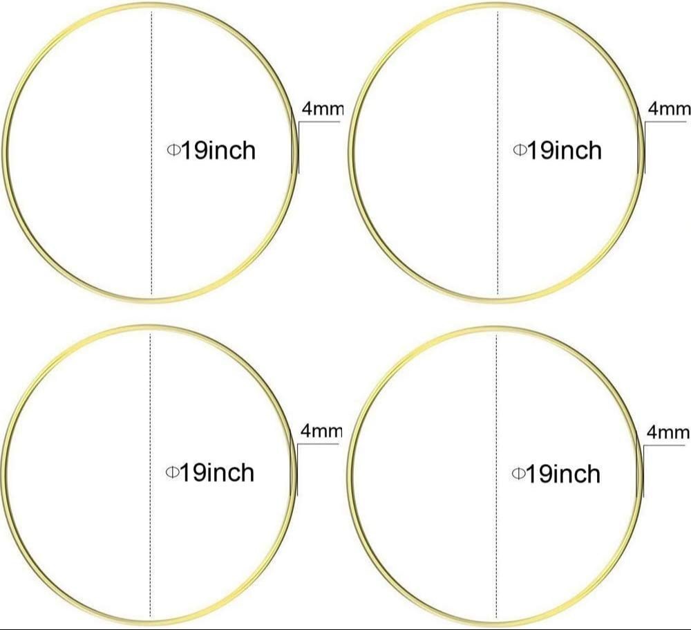 4 Pcs 19 Inch Metal Hoop Floral Wreath Macrame Gold Lagre Craft Rings for Making Wedding Wreath