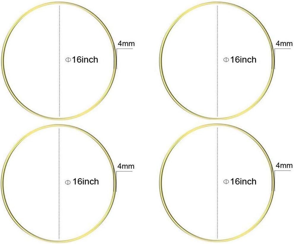 4pc 16 Inch Metal Hoop Floral Wreath Macrame Gold Large Craft Rings for Making Wedding Wreath