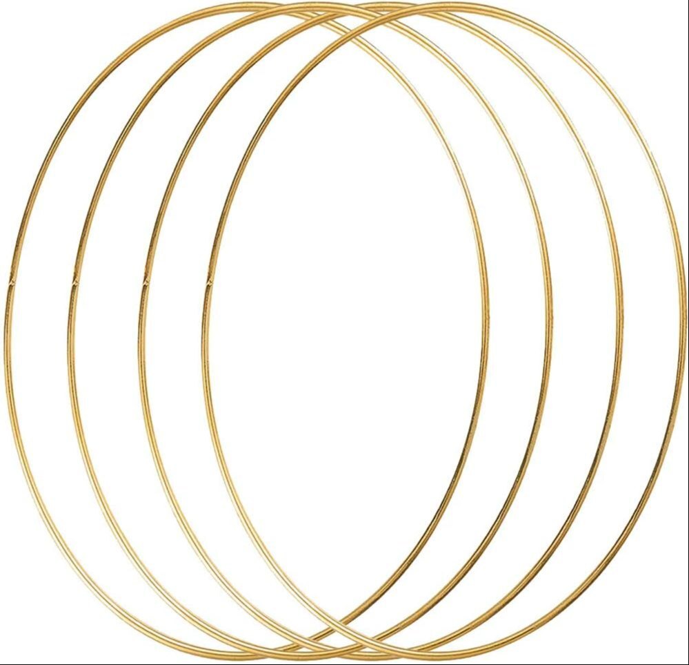 4pc 16 Inch Metal Hoop Floral Wreath Macrame Gold Large Craft Rings for Making Wedding Wreath