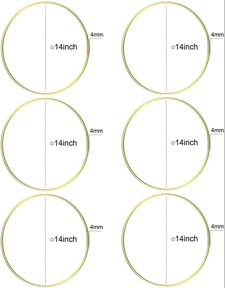 6pc 14 Inch Metal Hoop Floral Wreath Macrame Gold Large Craft Rings for Making Wedding Wreath