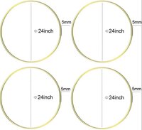 4 Pcs 24 Inch Metal Hoop Floral Wreath Macrame 5mm Wire Gold Large Craft Rings