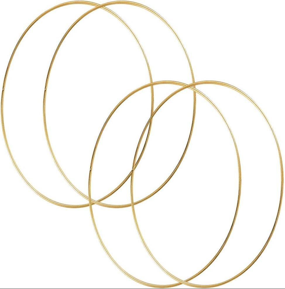 4 Pcs 24 Inch Metal Hoop Floral Wreath Macrame 5mm Wire Gold Large Craft Rings