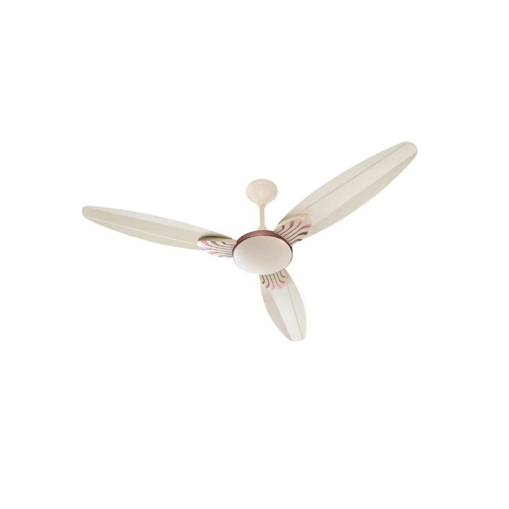 Lotus Ivory Ceiling Fan - 50W, 3 Blades | 100% Pure Copper Winding, Low Power Consumption, Rich Exotic Look, High-Speed Performance, Double Ball Bearing, 24-Month Warranty