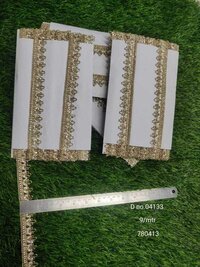 Golden Patti Lace - Net Material, One Sided Design, Golden Color | Jhalar Pattern, Embroidered Gota Patti Lace For Bridal And Saree Applications