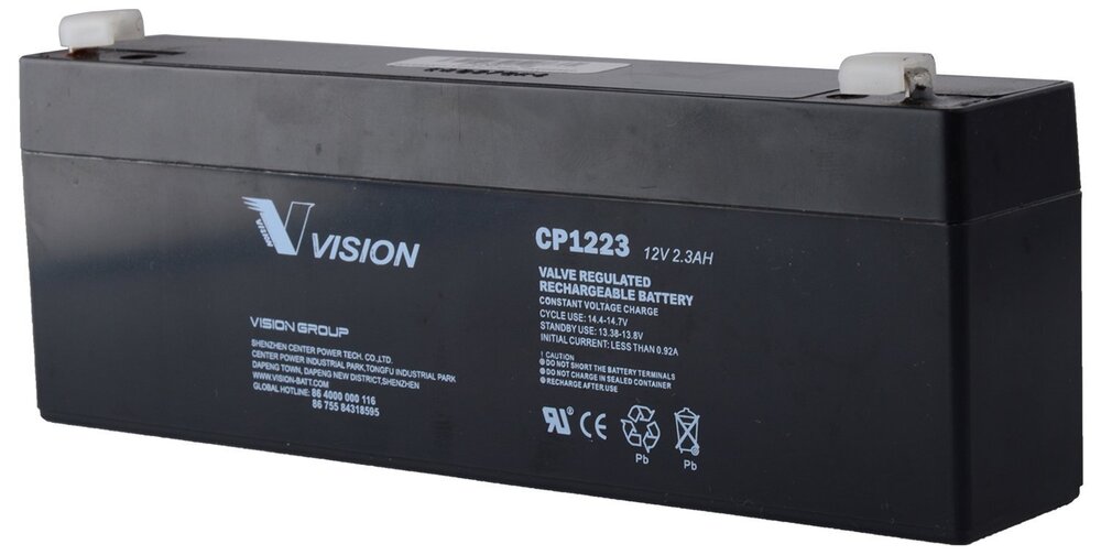 Vision 12V, 2.3AH Sealed Lead Acid Battery, CP-1223