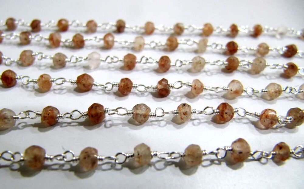 Copper Rutilated Quartz Rondelle Faceted chain