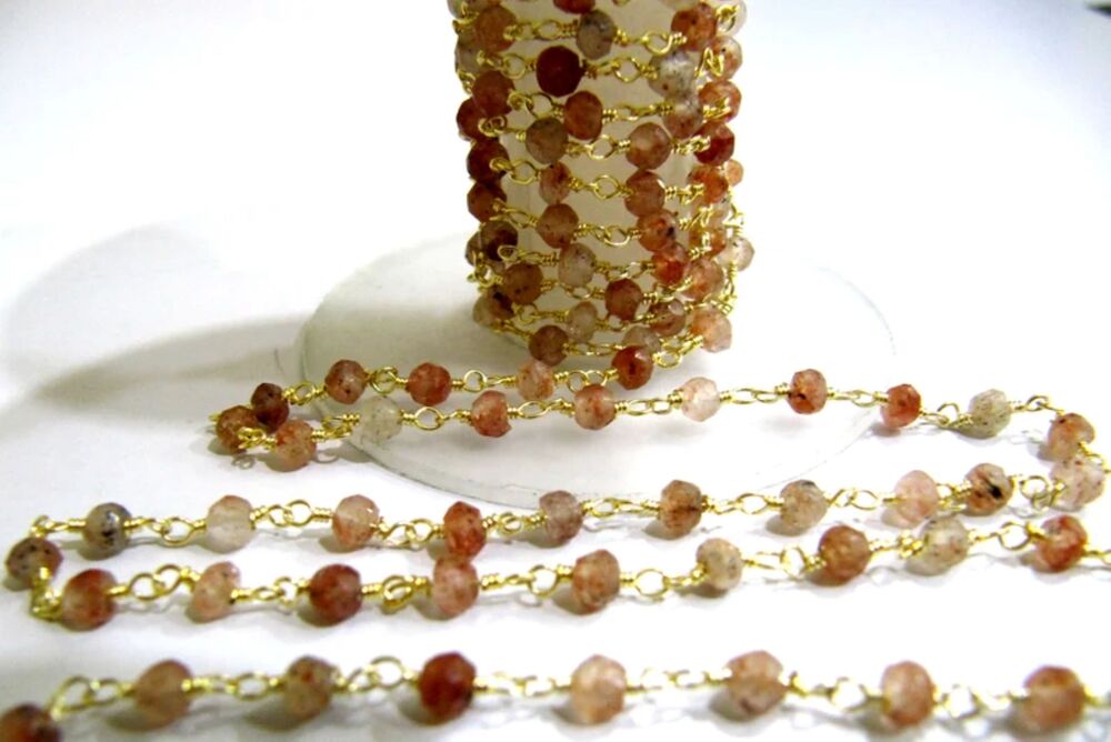 Copper Rutilated Quartz Rondelle Faceted chain