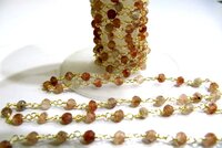 Copper Rutilated Quartz Rondelle Faceted chain