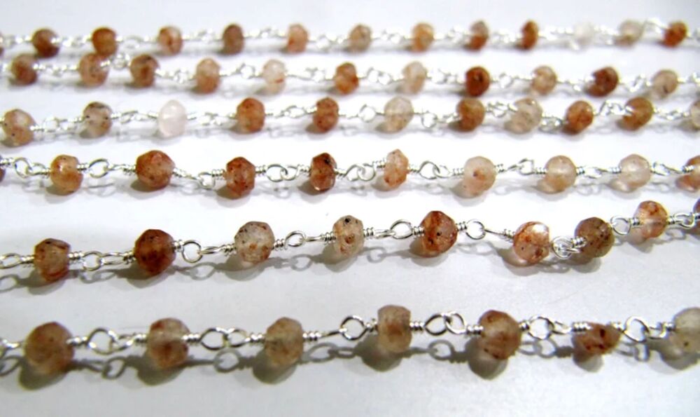 Copper Rutilated Quartz Rondelle Faceted chain