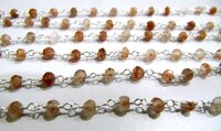 Copper Rutilated Quartz Rondelle Faceted chain