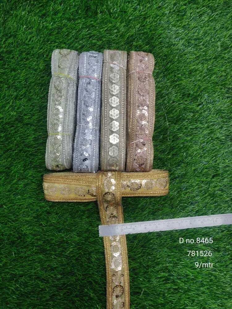 EMBROIDERY LACE - Net Material, Golden Palmet Color | Embroidered Design, Sequin Decoration, Straight Pattern, Ideal for Female Wear